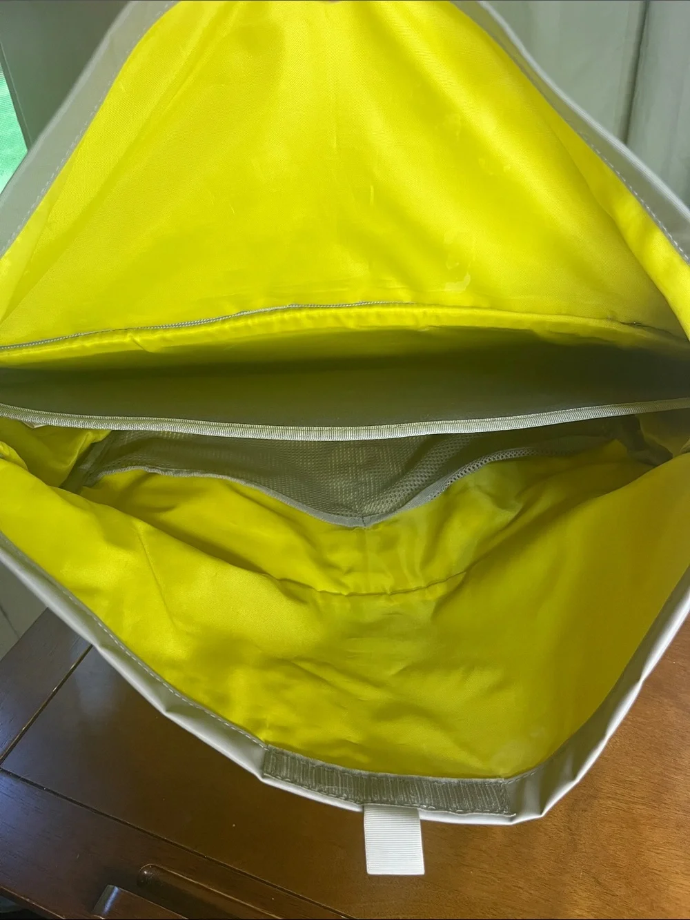 Marmot Light Gray Roll-Top Laptop Messenger Bag with Yellow Accents